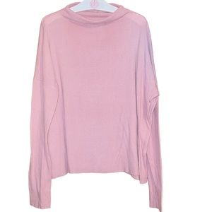 •LUCKY BRAND•PINK MOCK NECK RIBBED LONG SLEEVE TOP SIZE MEDIUM EUC